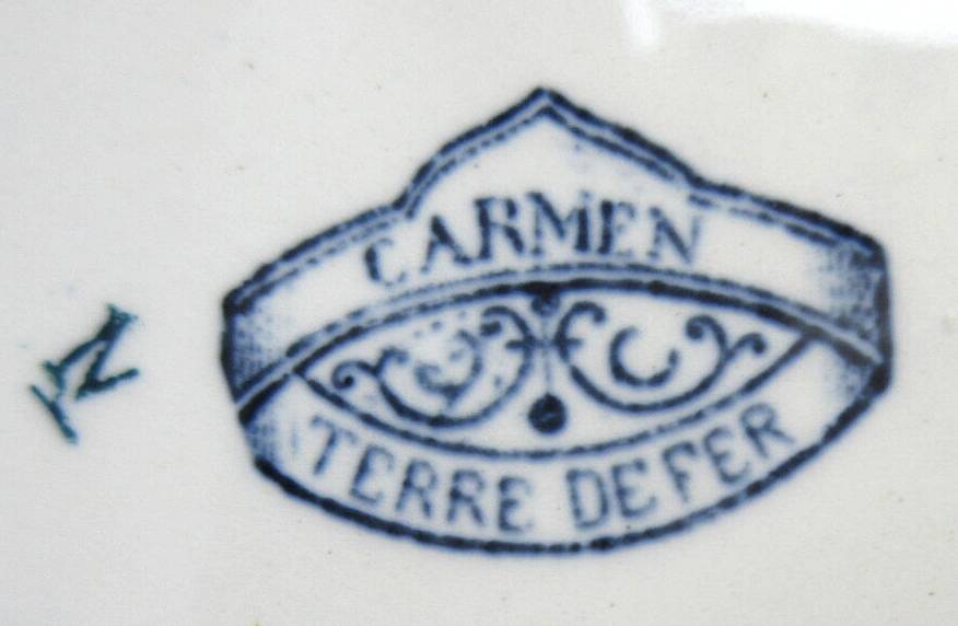 Terre de Fer dessert plate, Carmen de Sarreguemines: Flowers & Dragonfly, N5