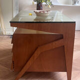 Mid-century Gio Ponti desk / Italian desk with a wooden and glass top