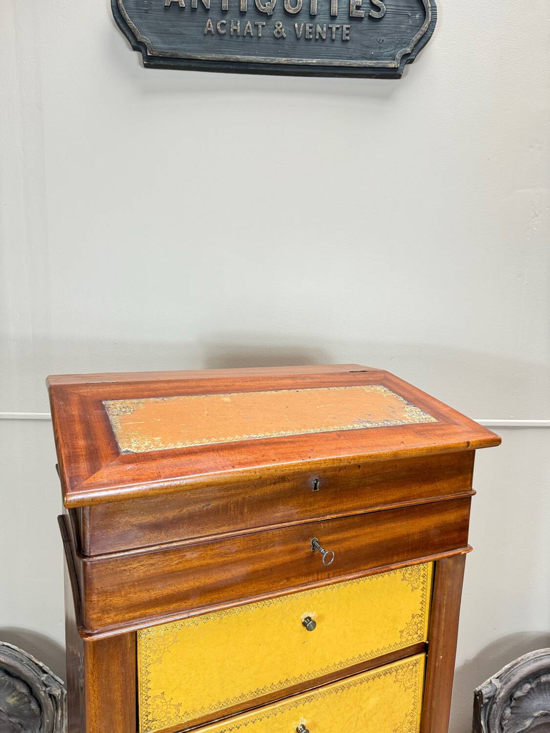 Louis Philippe Mahogany Cartonnier Forming a Desk, 19th Century