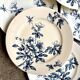 6 Lunéville flat plates in blue ironstone, "Azaléa" service.