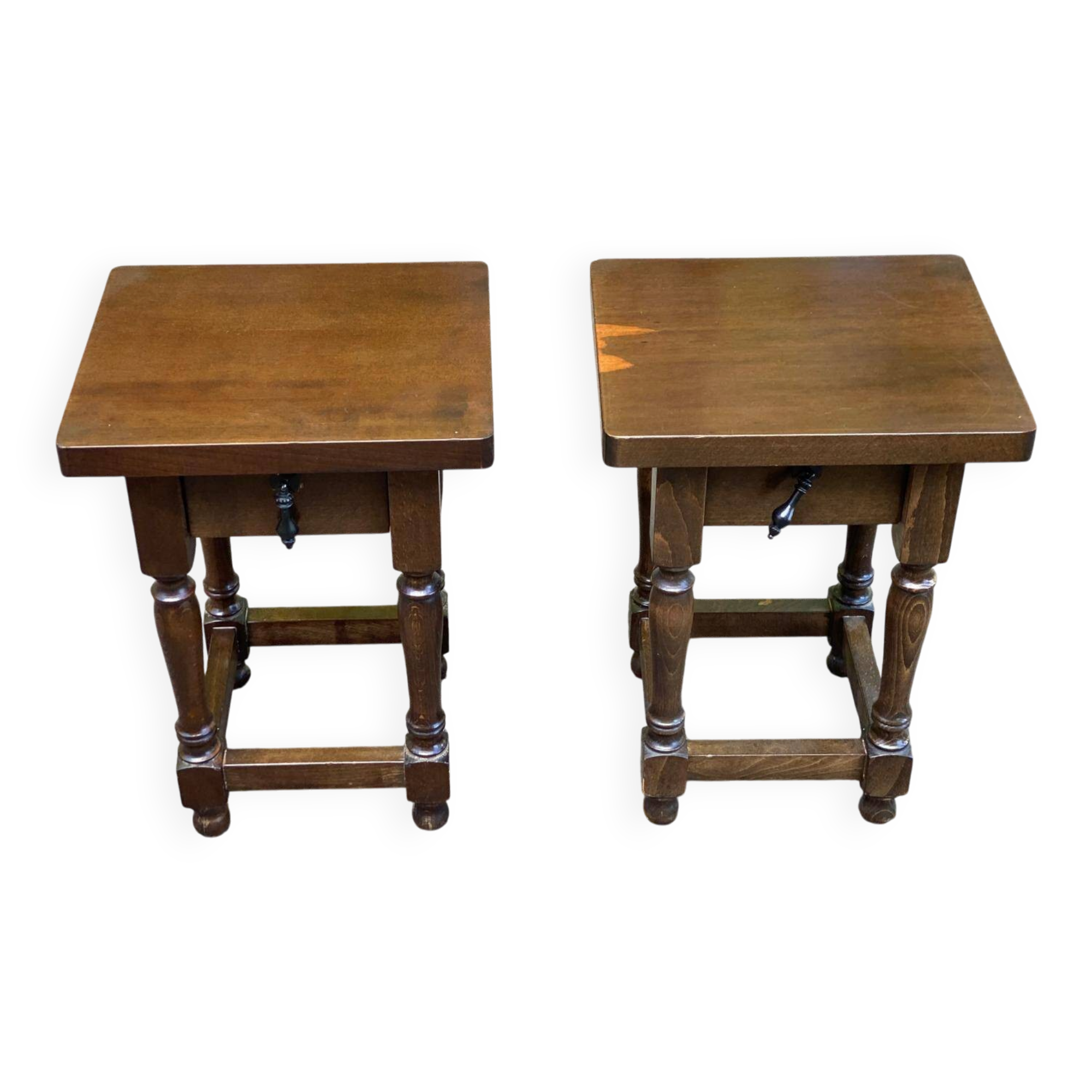 Pair of rustic wooden bedside tables - Spanish style side table
