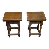 Pair of rustic wooden bedside tables - Spanish style side table