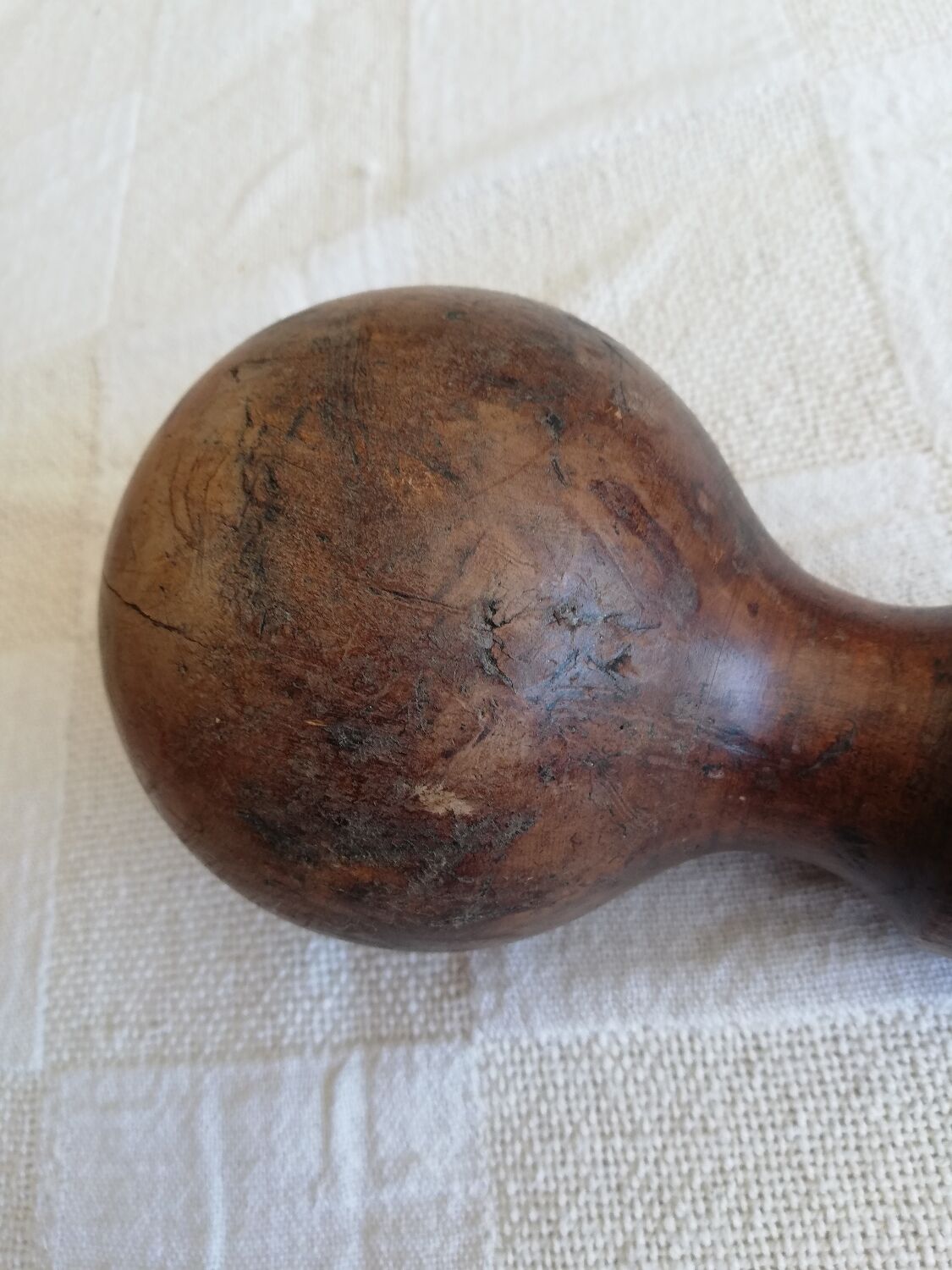 Antique wooden stair railing ball turned