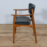 Fauteuil en teck et cuir danois du milieu du siècle, années 1970