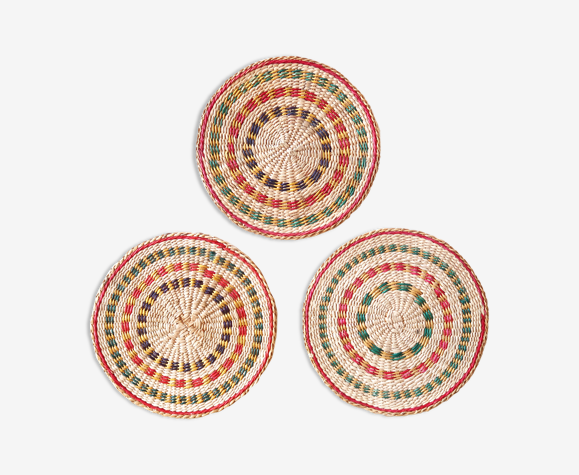 Dessous de plat africain tressé décor mural paille