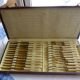 set 12 forks and dessert knives blade in vermeil and bone handle