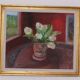 Original Swedish Oil on Canvas – “White Roses” by Aina Schiller, Arvika