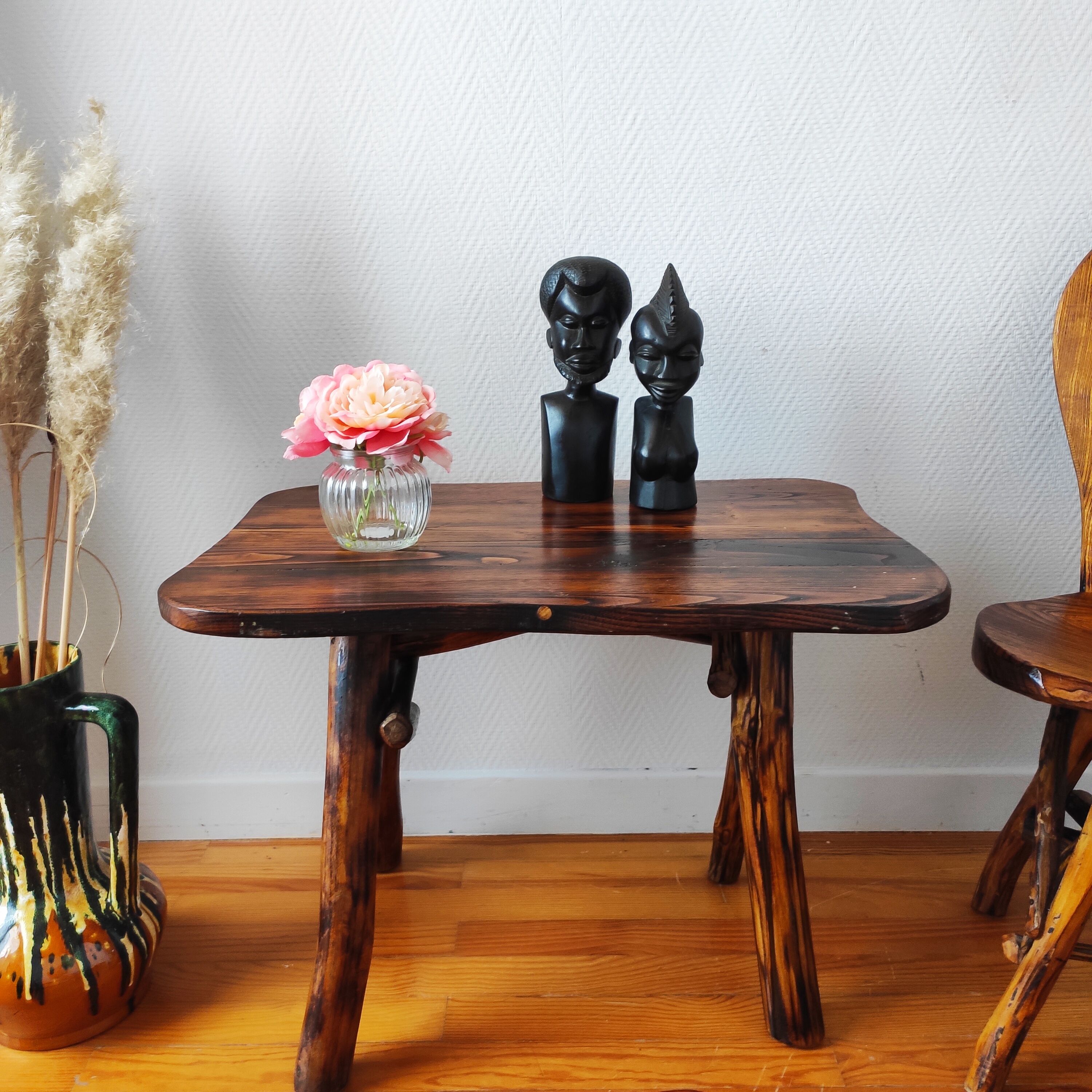 Vintage brutalist table and chair