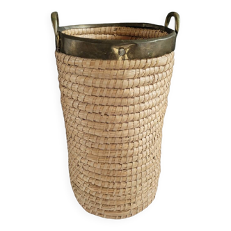 Copper and brass rattan basket
