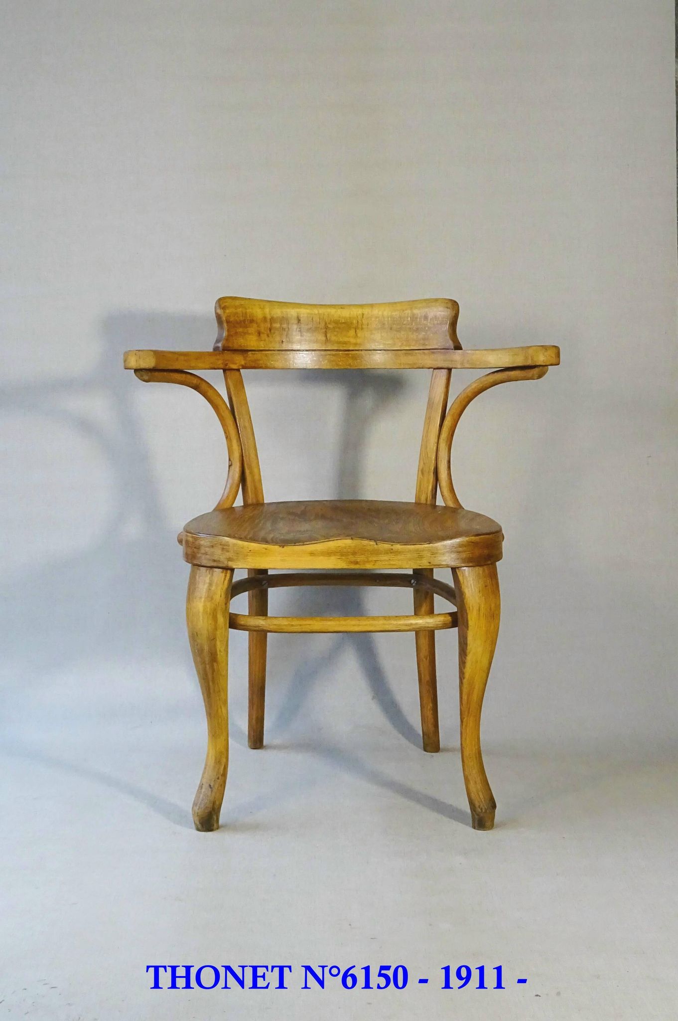 Thonet office chair No. 6150 from 1911, saddle wood seat - Bentwood -