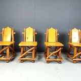 Vintage brutalist dining chairs, set of 4 - 1960s