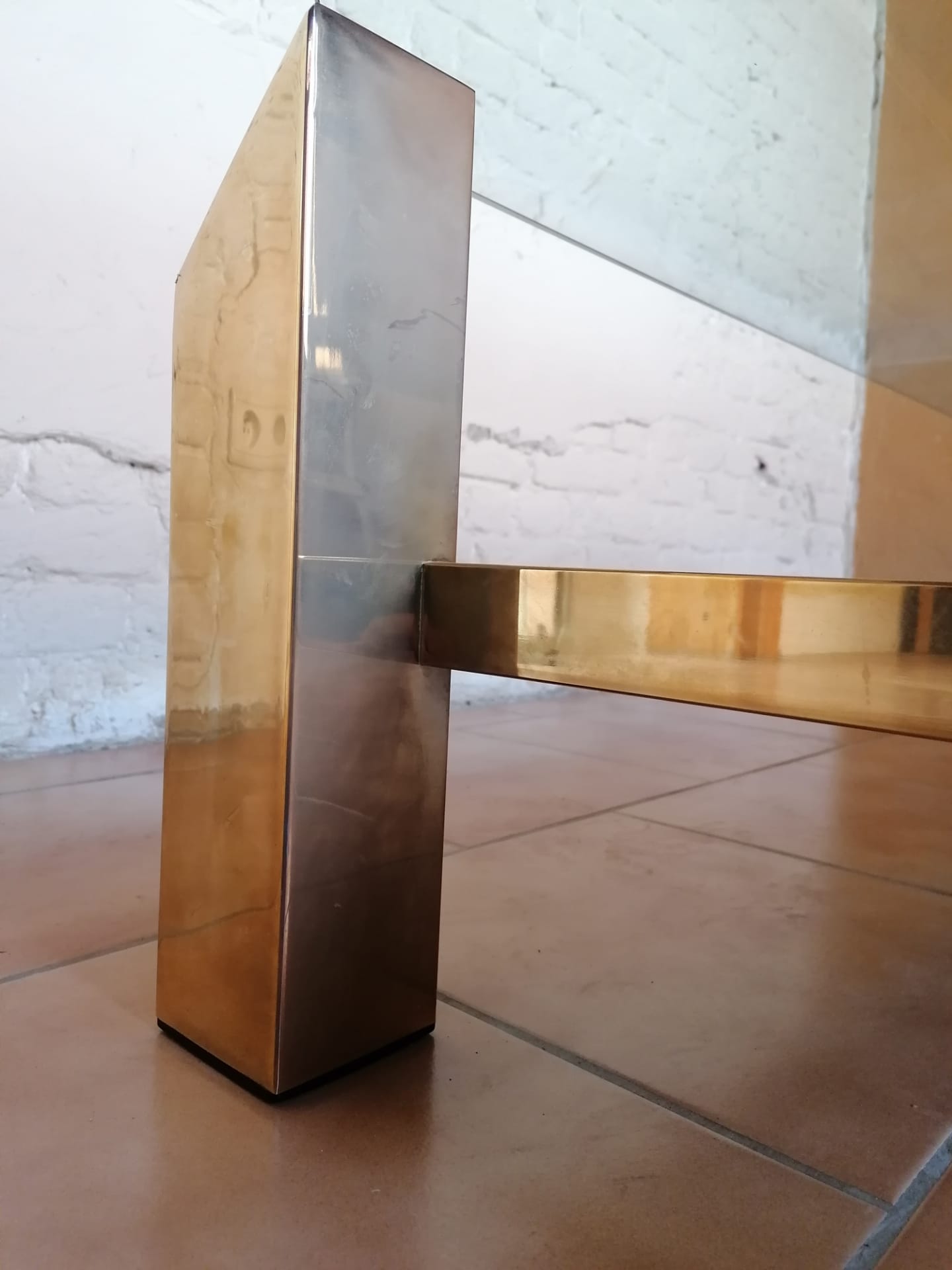 Gold-gold vintage coffee table fin 23carats by Belgo Chrome