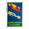 Affiche lithographie "Lignes aériennes intérieures" Aviation 64x100cm 80's