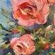 Oil on canvas painting of a bouquet of roses signed Paumier.
