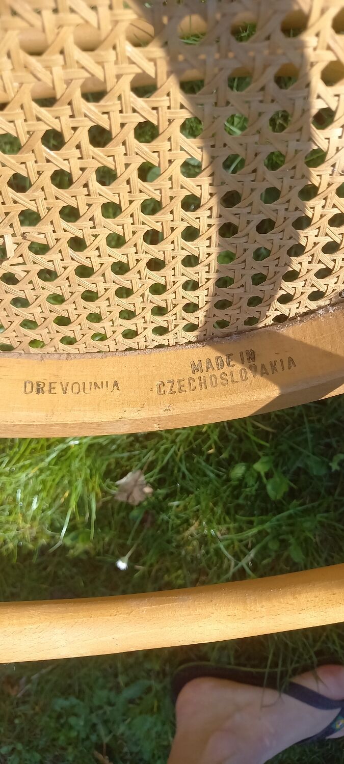 Set of 6 caned bistro chairs