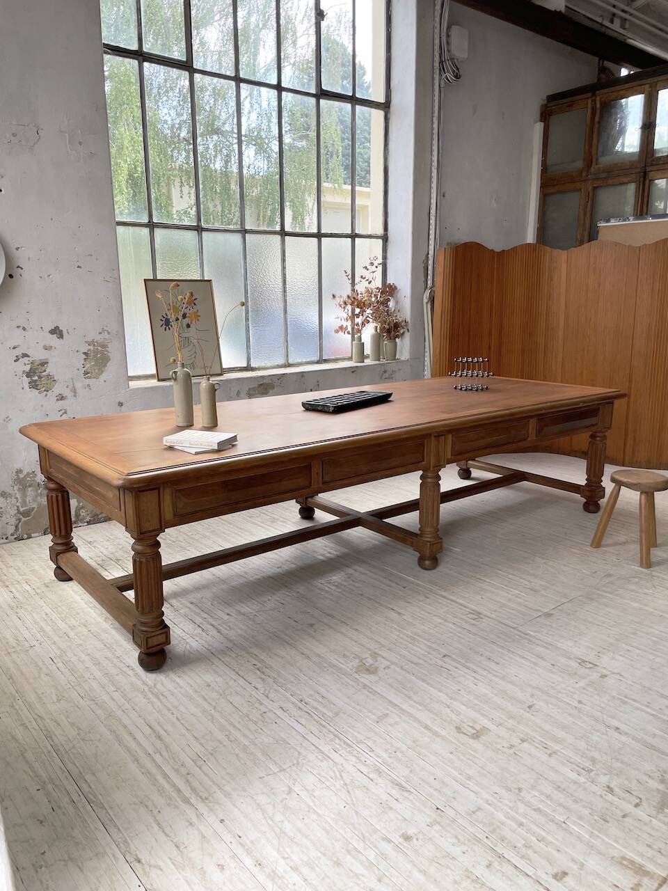 Solid walnut farmhouse castle table 1900 XXL