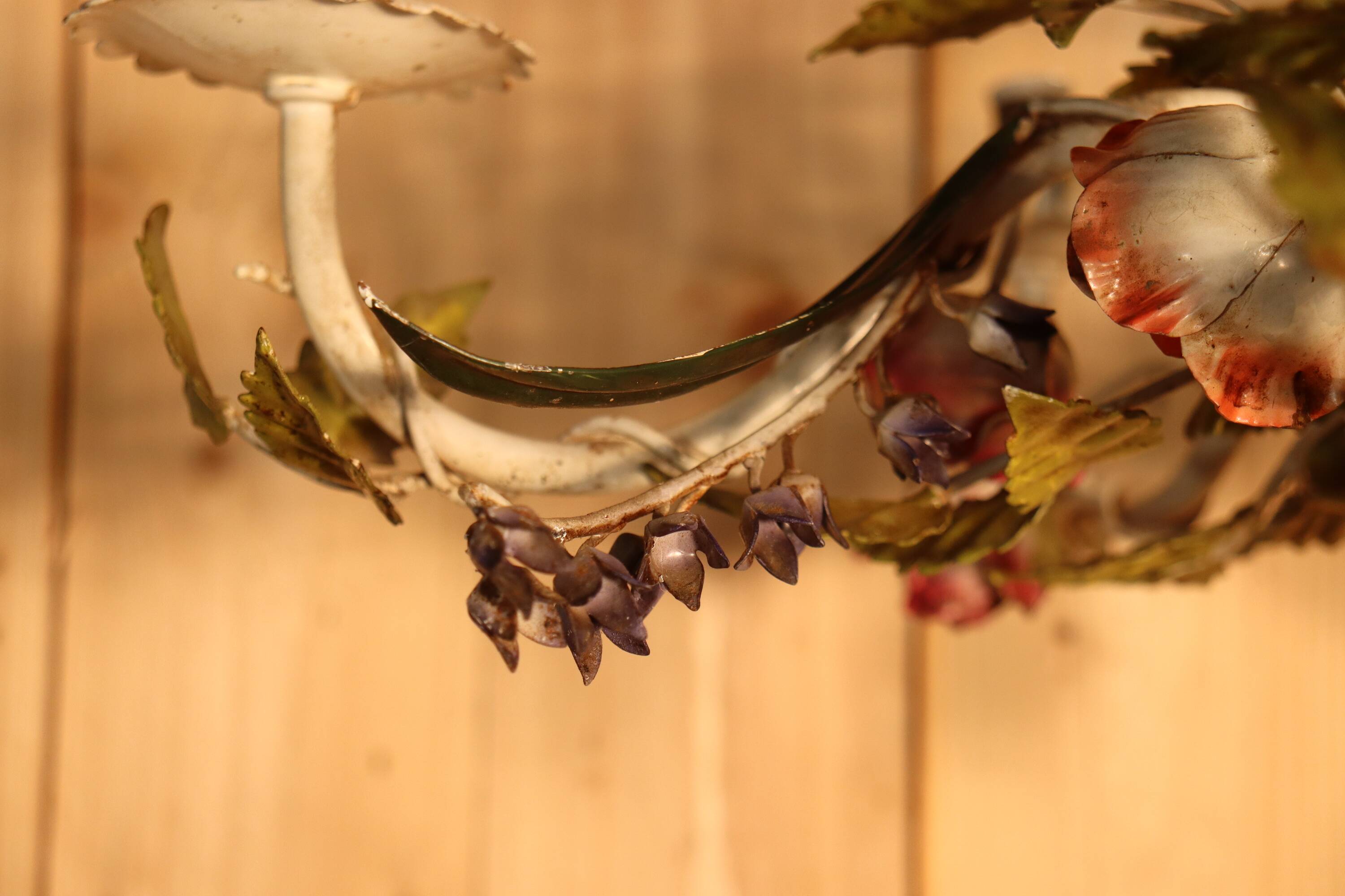 Antique iron chandelier with Art Nouveau floral decoration