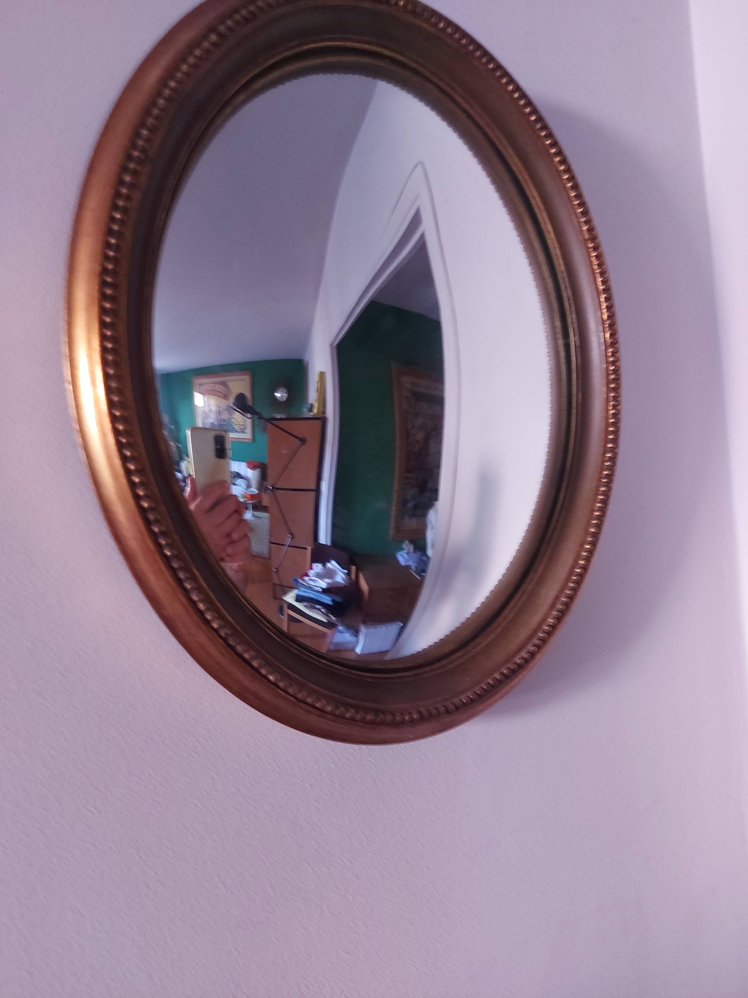 Golden wood witch mirror