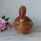 Vintage Chinese wicker duck – woven basket from the 1970s with a lid.