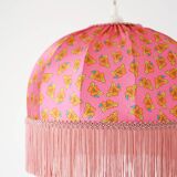 Printed textile suspension, dome shape with fringes