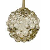 Vintage Limburg pendant lamp, Bubble Glass & Brass, 60s