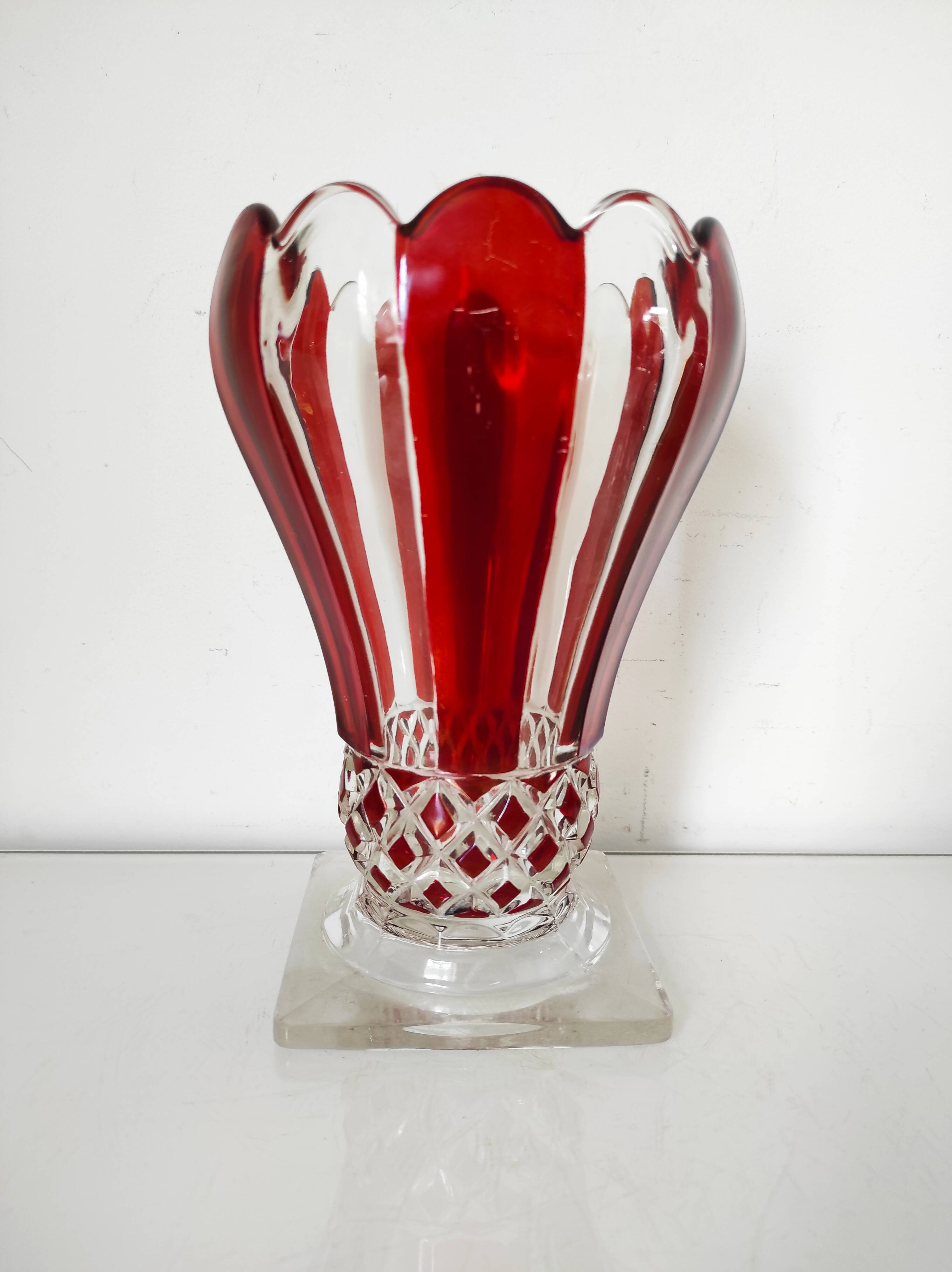 Red painted glass vase