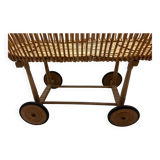 Rattan cradle on casters with mattress