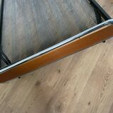 Pair of teak and chrome beds with mattress