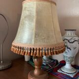 Solid wood lamp and French lampshade in pig bladder