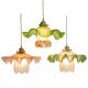 Opaline pleated suspension and tulip with Art Deco floral patterns.