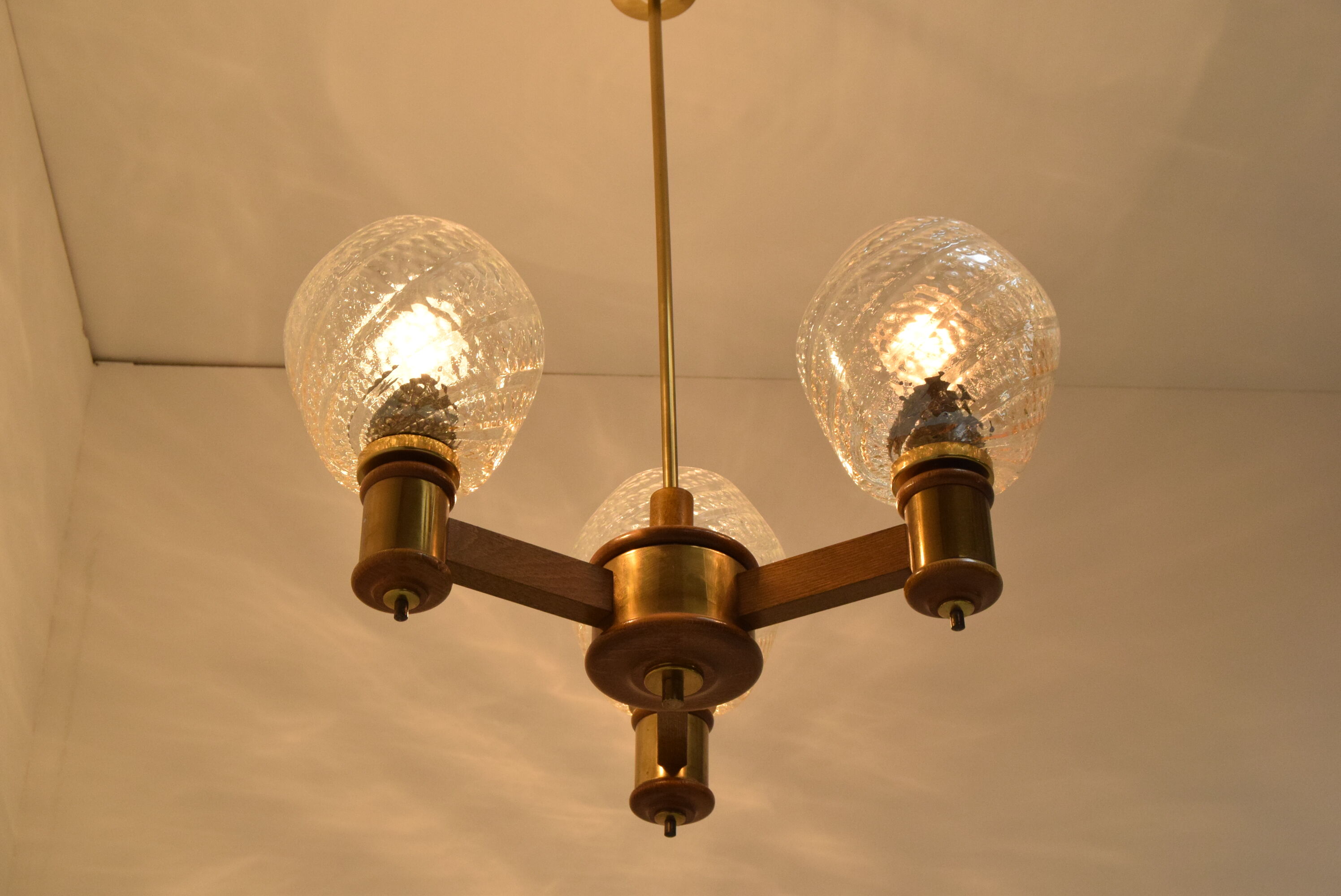 Mid-century Wood Chandelier,1970's.