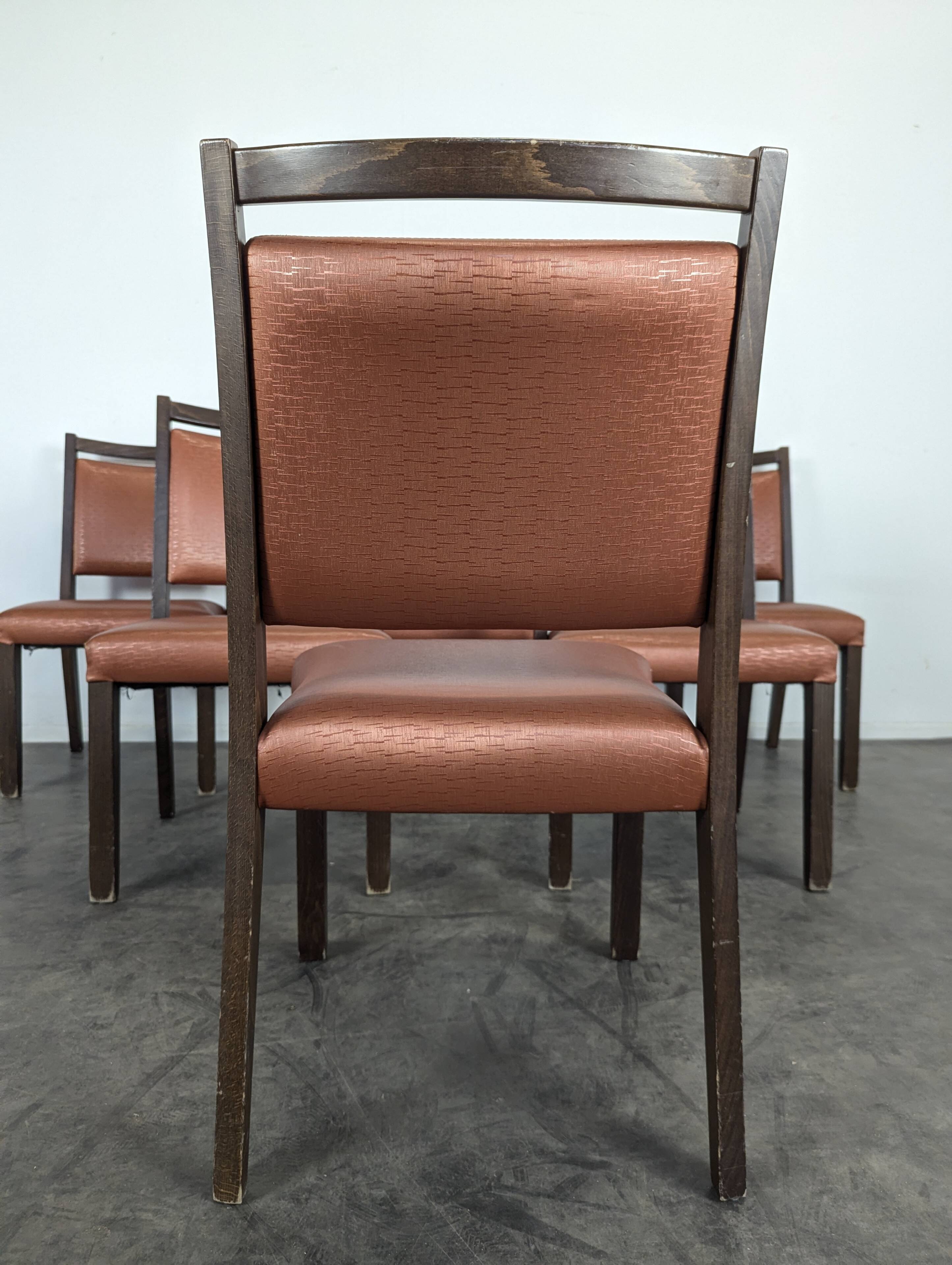 Série de 6 chaises vintage couleur cuivre