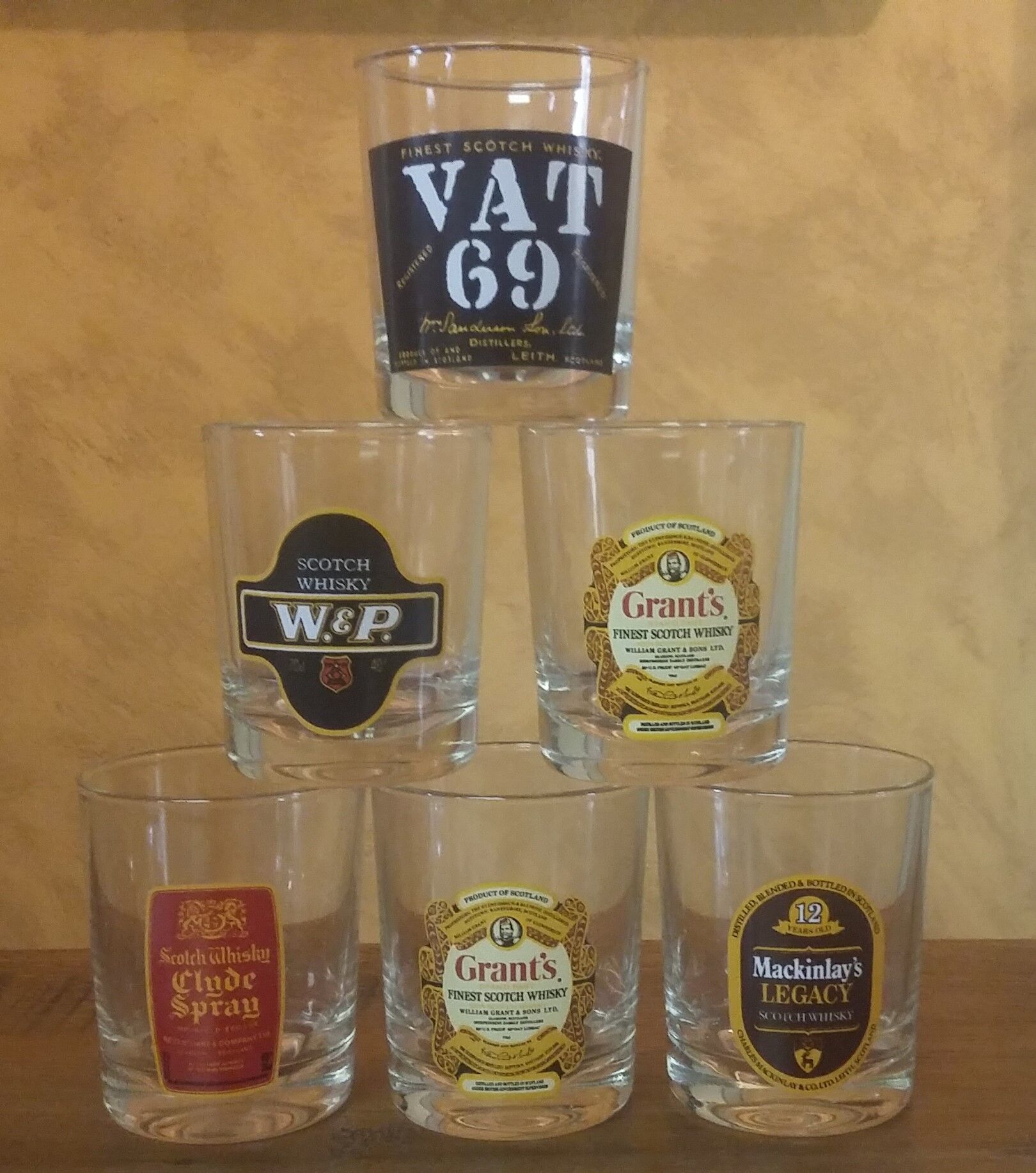 Whisky glasses stamped