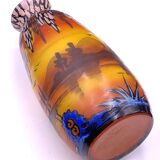 Vase Art Déco en verre peint et émaillé, signé Clio, circa 1920