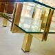 Table Basse en verre et structure dorée Romeo Rega 1970