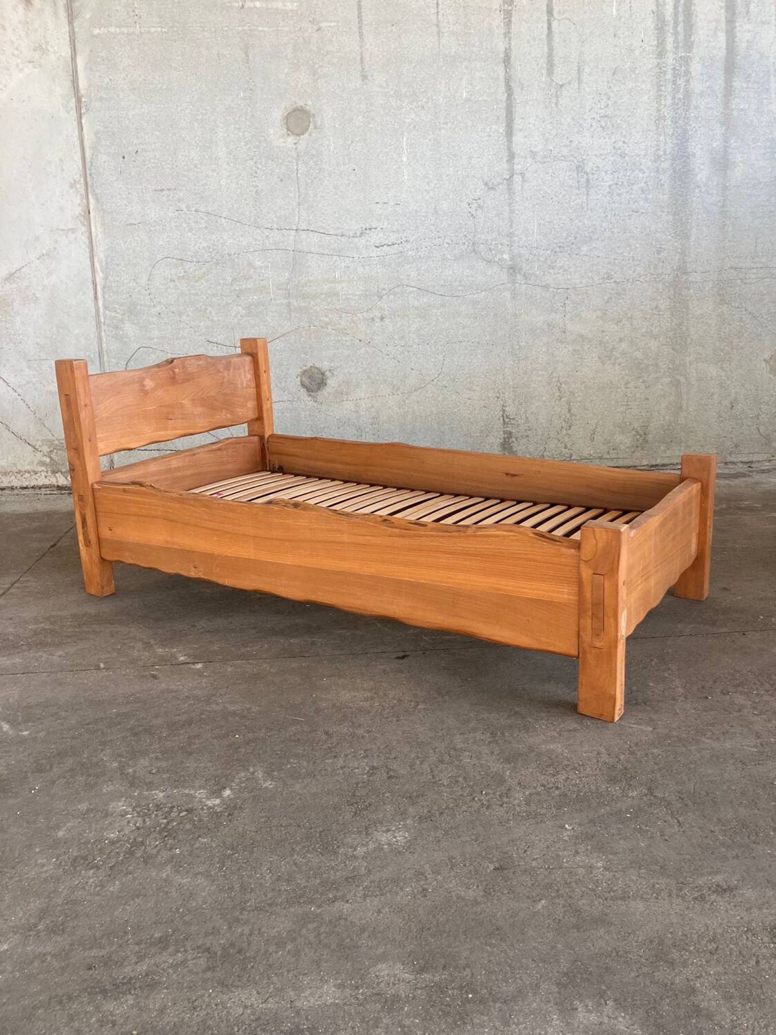 Solid oak children's bed, France, vintage 1960s