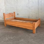Solid oak children's bed, France, vintage 1960s