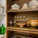 Dark wood display case 4 compartments and 1 drawer