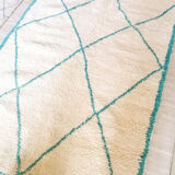 Berber carpet blessed ouarain true turquoise blue with diamonds in wool