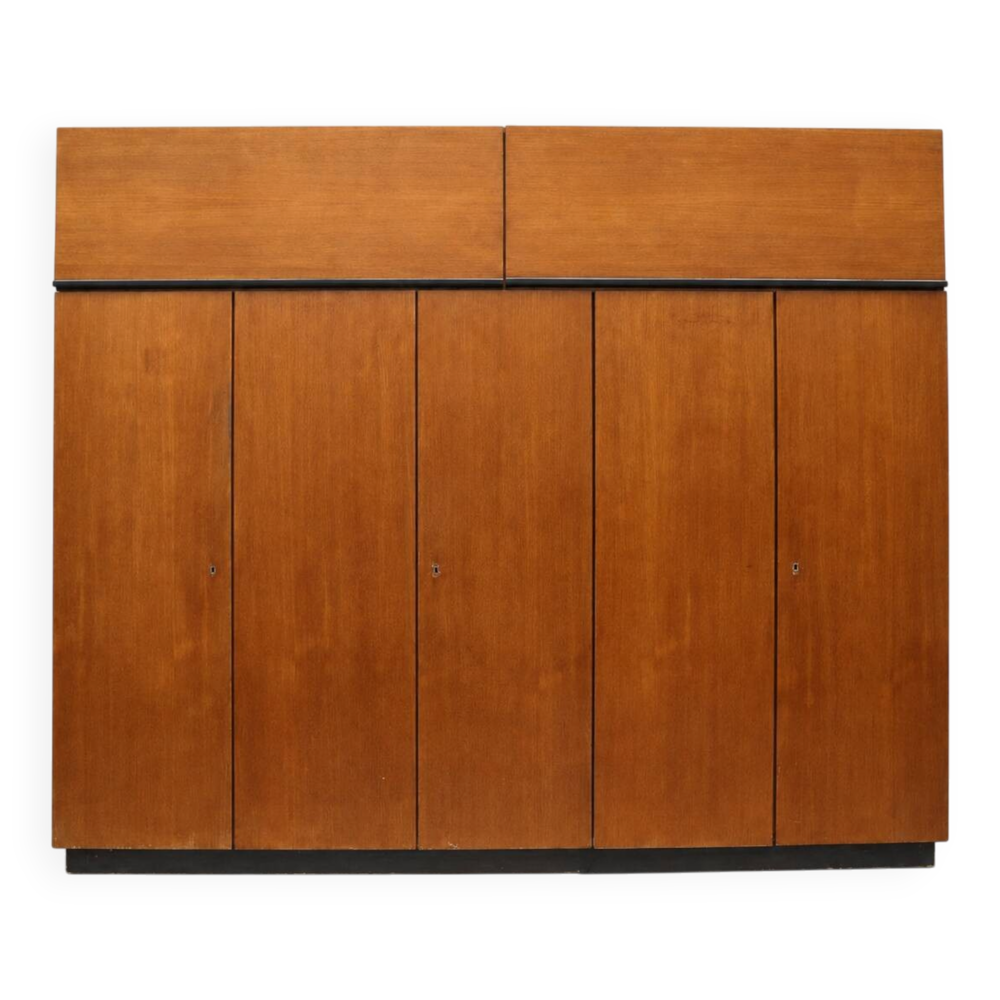 Large vintage teak wardrobe from the 1960s, with hanging and shelving sections