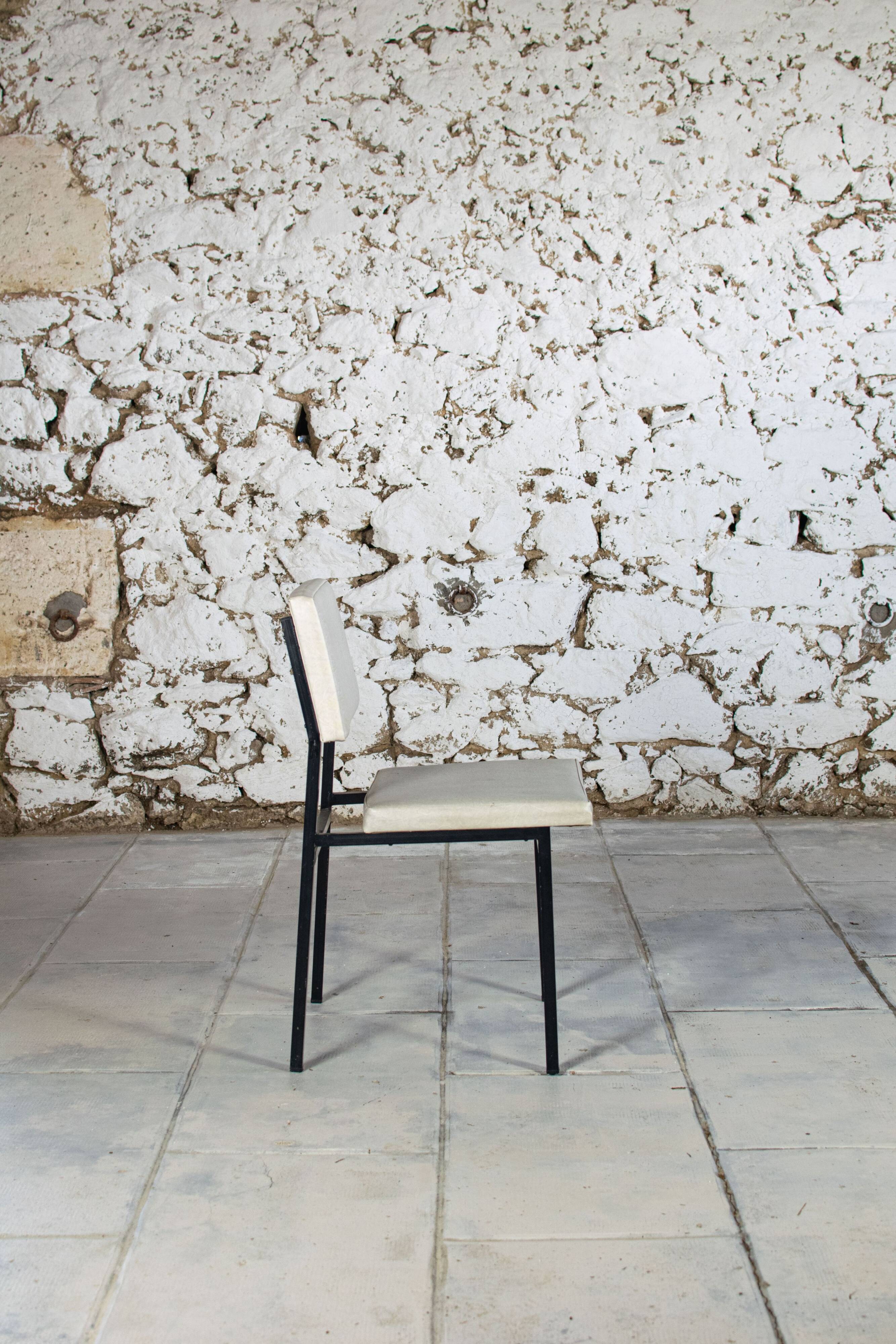 Modernist white skai chair, 1950