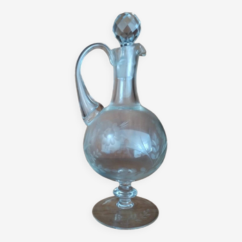 Old crystal carafe, carafe on pedestal