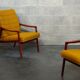 Pair of armchairs Jiri Jiroutek bouclette Yellow 1960