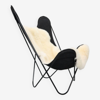 Chaise Butterfly BKF par Jorge Hardoy-Ferrari pour Knoll, années 1960 avec dossier. Peau de mouton