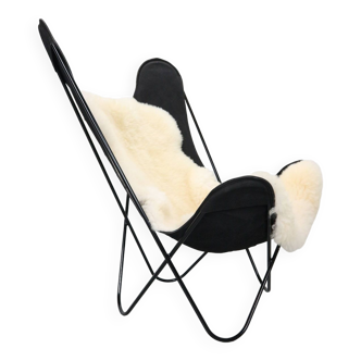 Chaise Butterfly BKF par Jorge Hardoy-Ferrari pour Knoll, années 1960 avec dossier. Peau de mouton