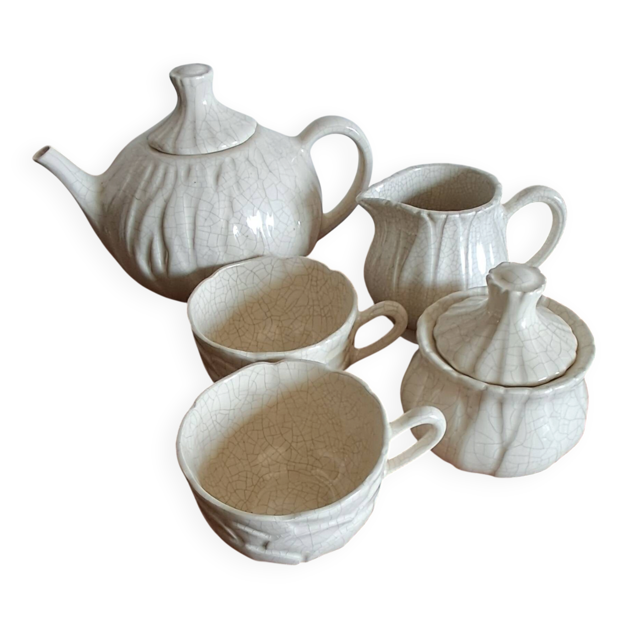 Tea set, pottery from Charolles by Jacques and Kira Molin. An