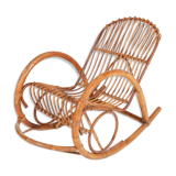 Fauteuil à bascule italien en rotin, 1960