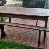 Farm table and pair of benches