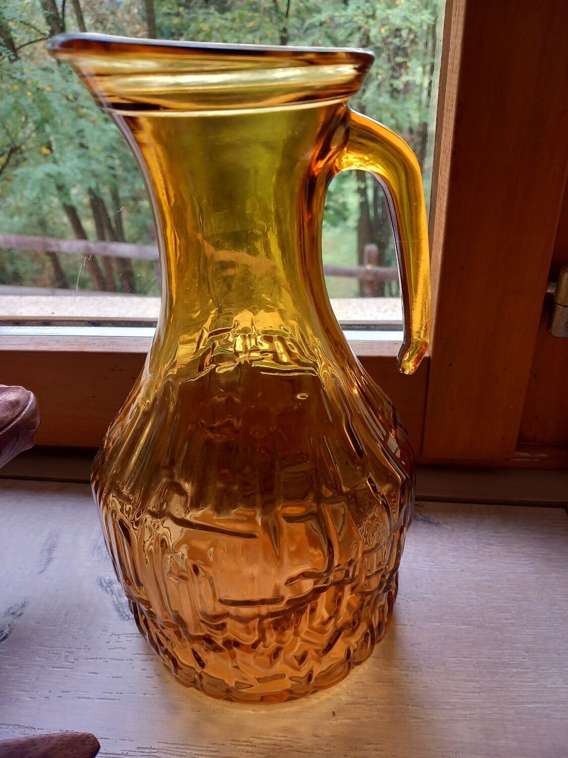 Vintage amber glass pitcher
