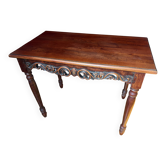 Bureau Belle Époque — Acajou sculpté ajouré, pieds balustres